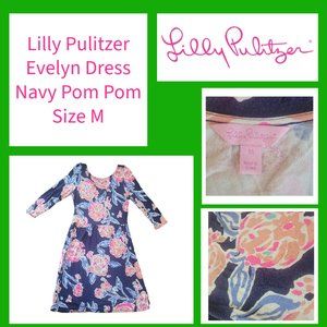 Lilly Pulitzer Evelyn Dress - Navy Pom Pom - Size M